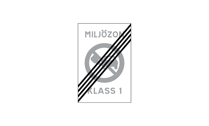 Slut på miljözon vägmärken | anvisningsmärken | e32 | slut på miljözon | öva körkortsteori online | körteori