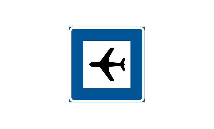 Flygplats vägmärken | lokaliseringsmärken | g8 | flygplats | öva körkortsteori online | körteori