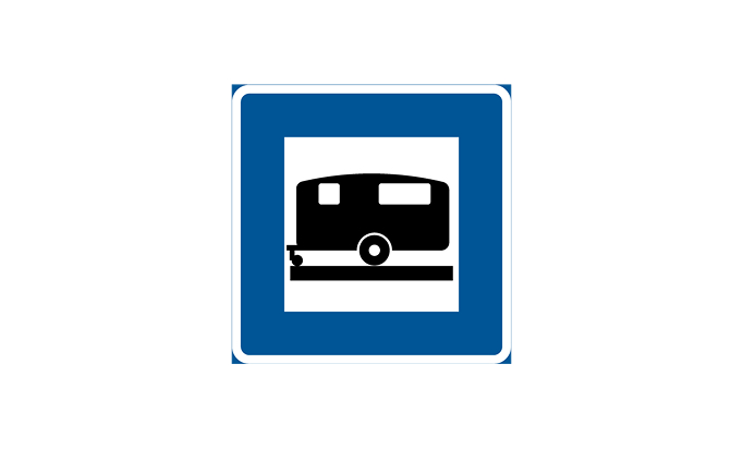 Husvagnsplats vägmärken | lokaliseringsmärken | h12 | husvagnsplats | öva körkortsteori online | körteori