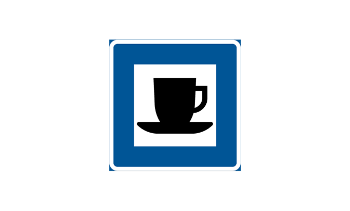 Servering vägmärken | lokaliseringsmärken | h5 | servering | öva körkortsteori online | körteori