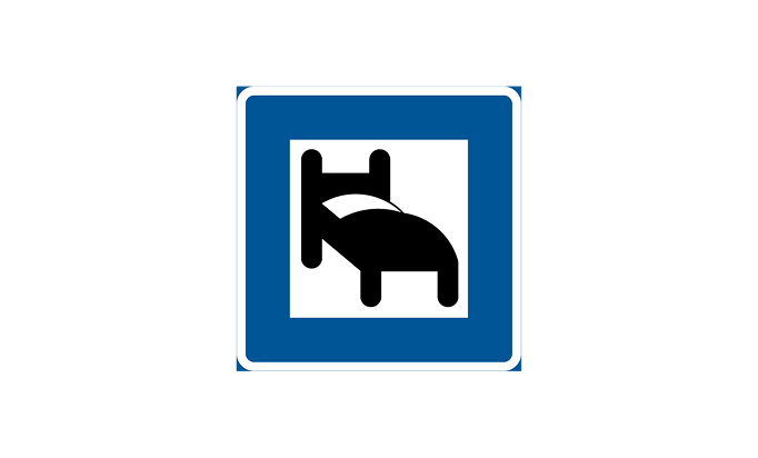 Hotell vägmärken | lokaliseringsmärken | h7 | hotell | öva körkortsteori online | körteori